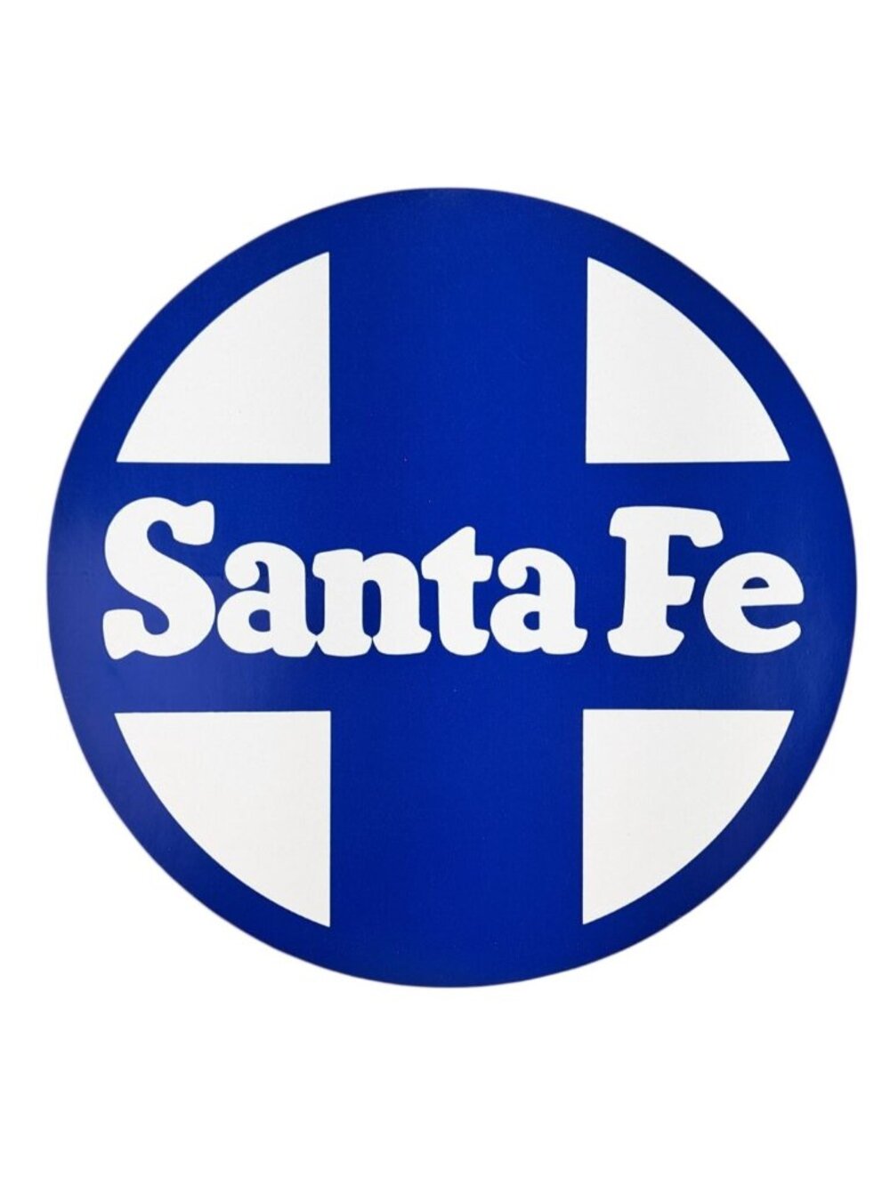 Vintage Santa Fe Railroad Blue White Large Round Vinyl Decal Sticker 8 Inch New